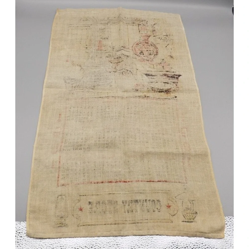 Country Store Linen Dish Towel Calendar 1981 Wall Hanging MCM Rustic Vintage